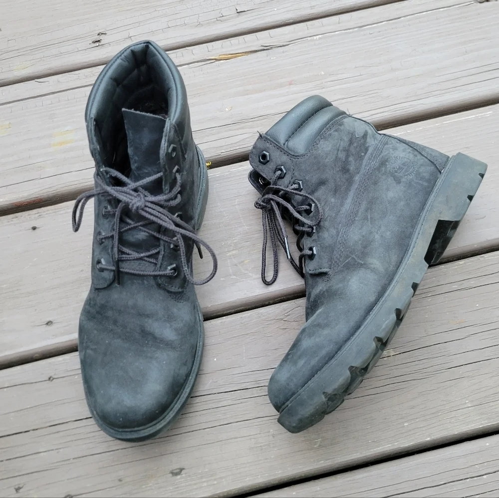 Timberland 6" Premium Black‎ Suede Leather Punk Grunge Combat Work Utility Boots